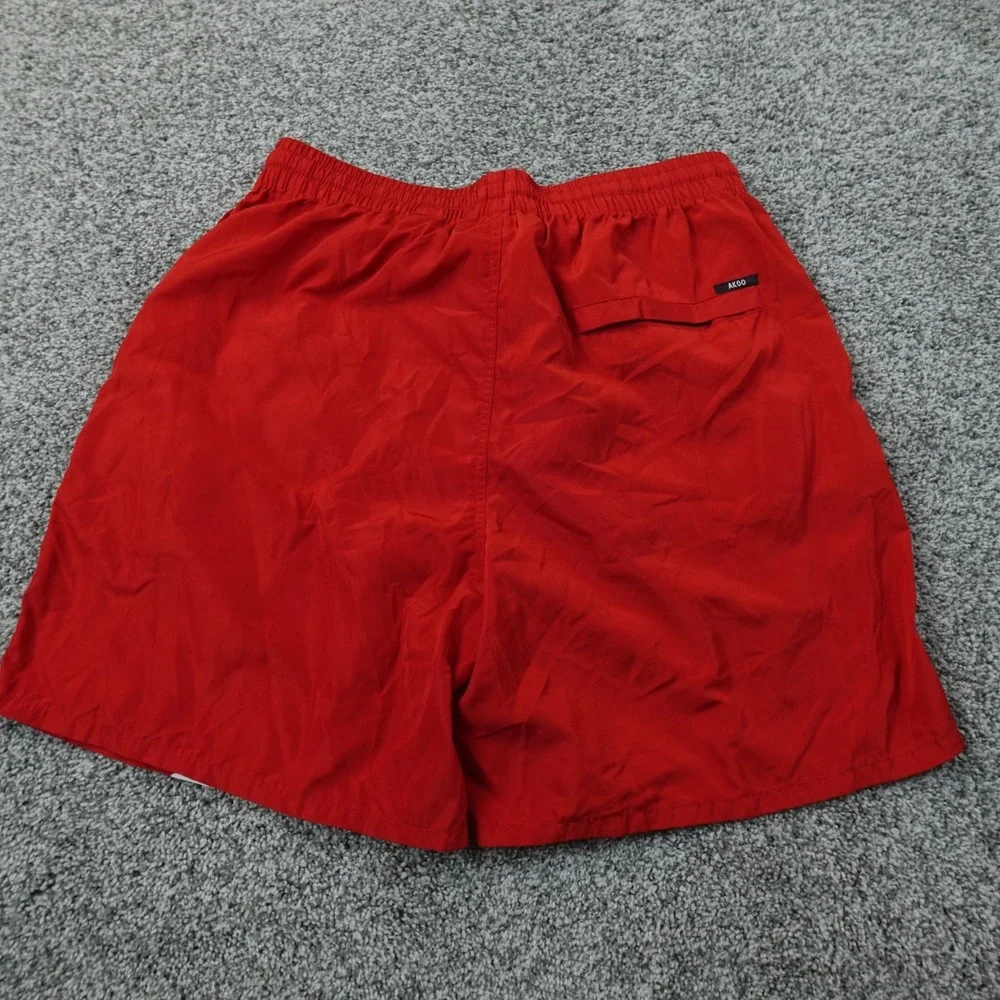 Akoo Shorts Mens L Red White Snobby Fox Graphic Print Drawstring Elastic Waist